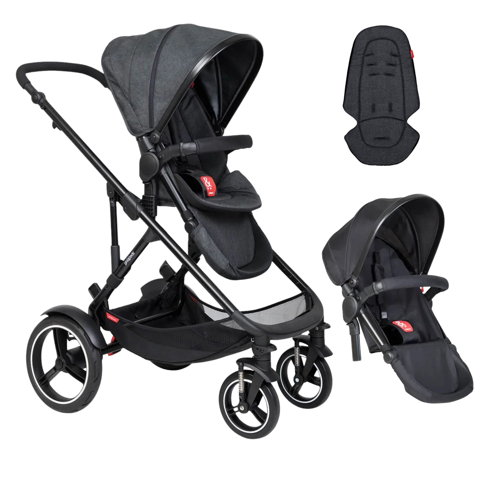 Phil&Teds Voyager modular 4-wheeler DOUBLE Stroller (Free Liner Worth 78.95)