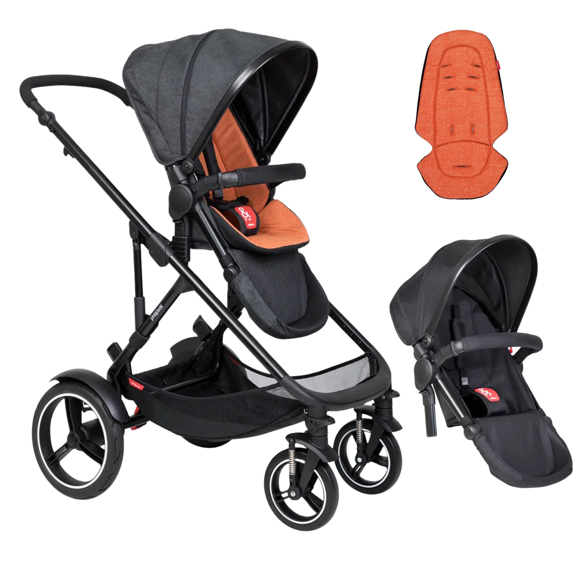 Phil&Teds Voyager modular 4-wheeler DOUBLE Stroller (Free Liner Worth 78.95)