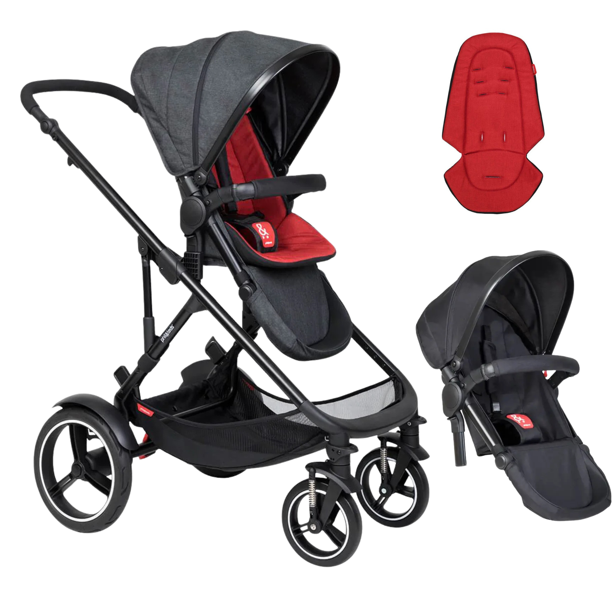 Phil&Teds Voyager modular 4-wheeler DOUBLE Stroller (Free Liner Worth 78.95)