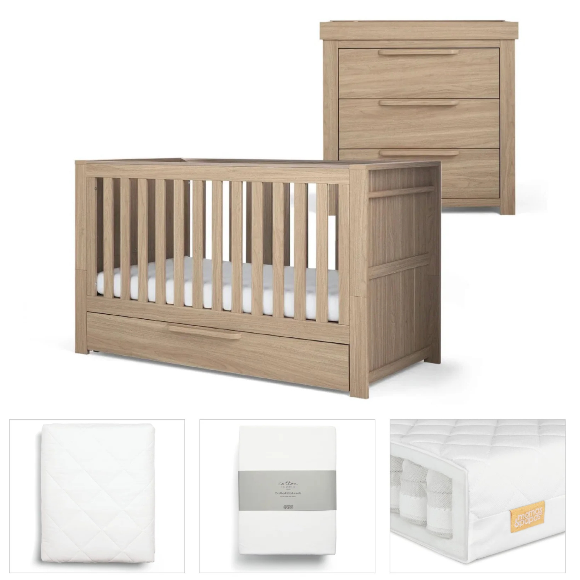 Mamas & Papas Franklin Light Oak 7 Piece Complete Nursery Package