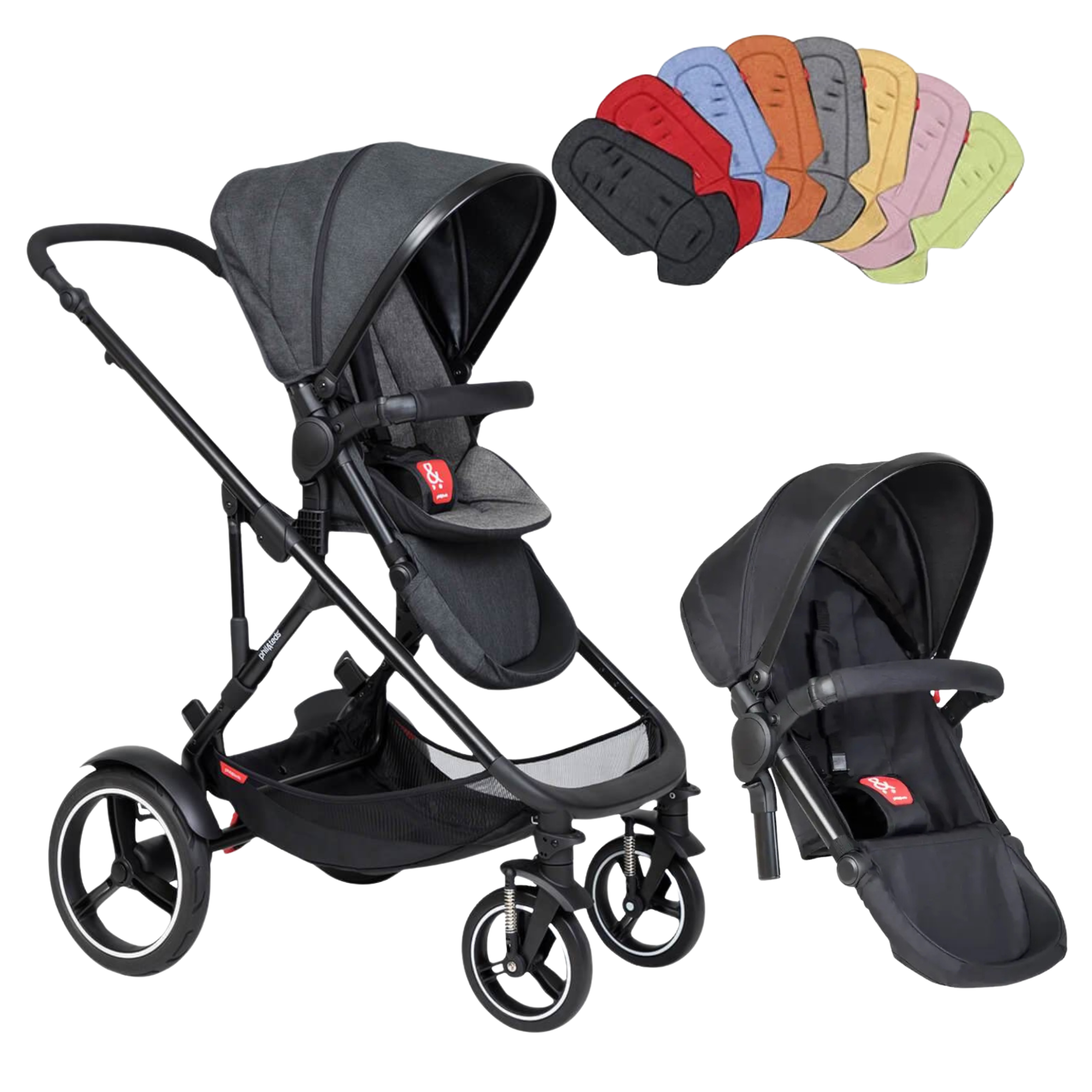 Phil&Teds Voyager modular 4-wheeler DOUBLE Stroller (Free Liner Worth 78.95)