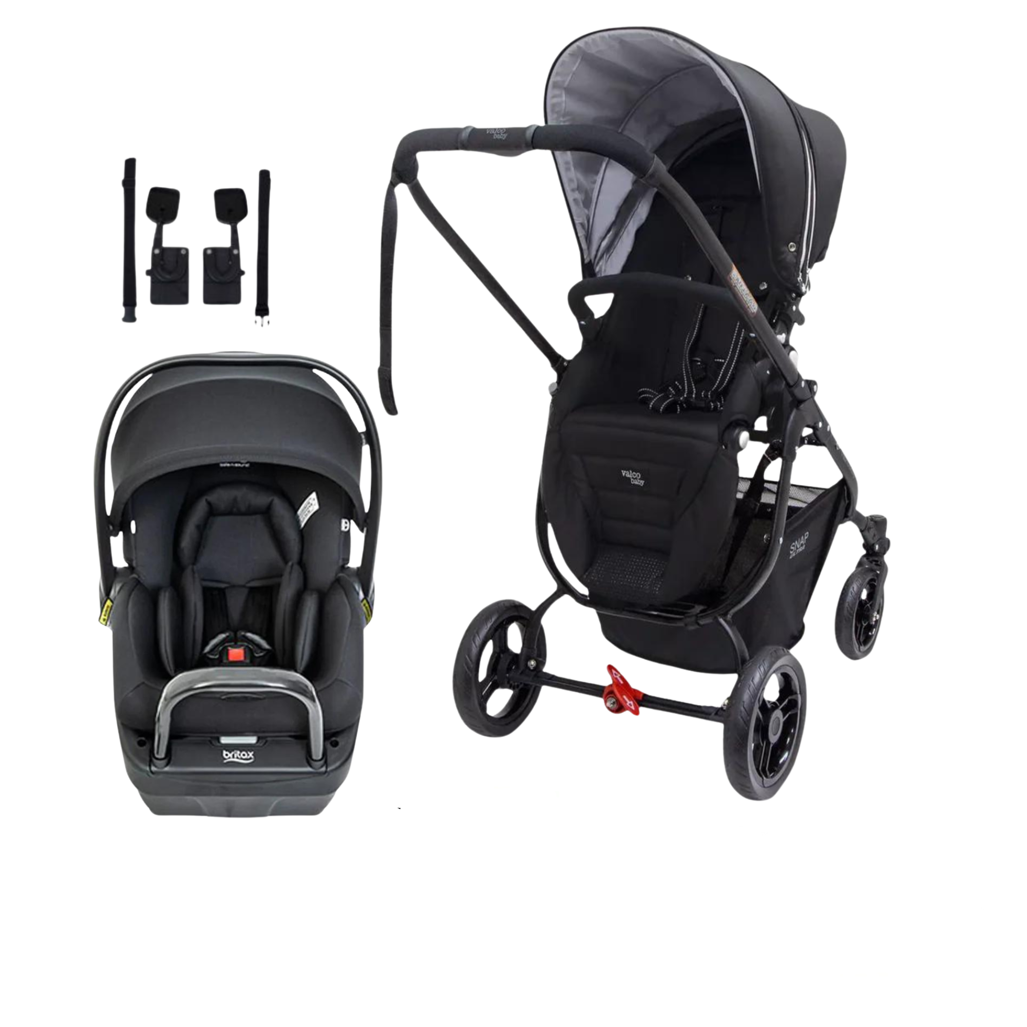 Valco baby Snap Ultra P + Britax B Pod Lite Travel System BLACK (Exclusive Gift Pack) - Tiny Tots Baby Store