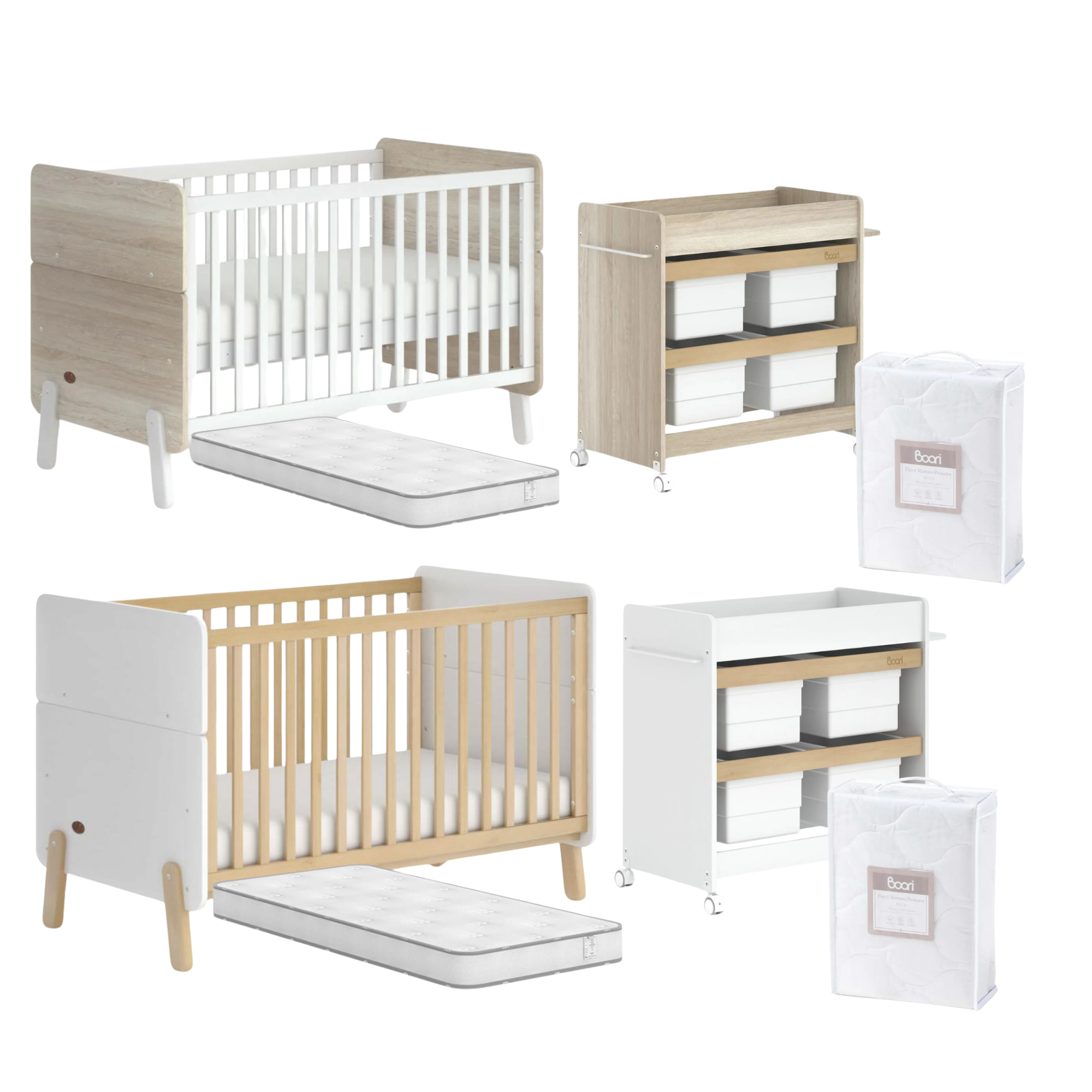 Boori Natty Cot Bed 3 PC Nursery Package FREE Mattress Protector Worth $ 49.95