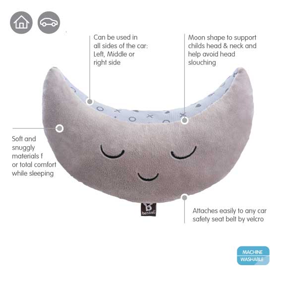 BenBat Mooni Travel Pillow & Seatbelt Cushion for Infants & Children