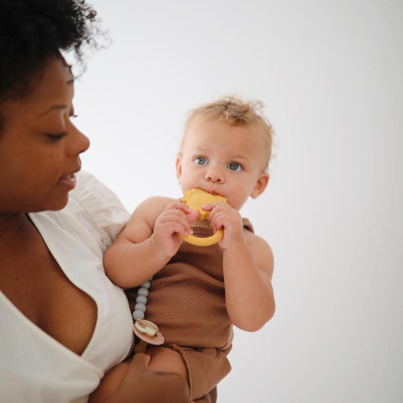 Mushie Lion Teether-Pale Daffodil - Tiny Tots Baby Store