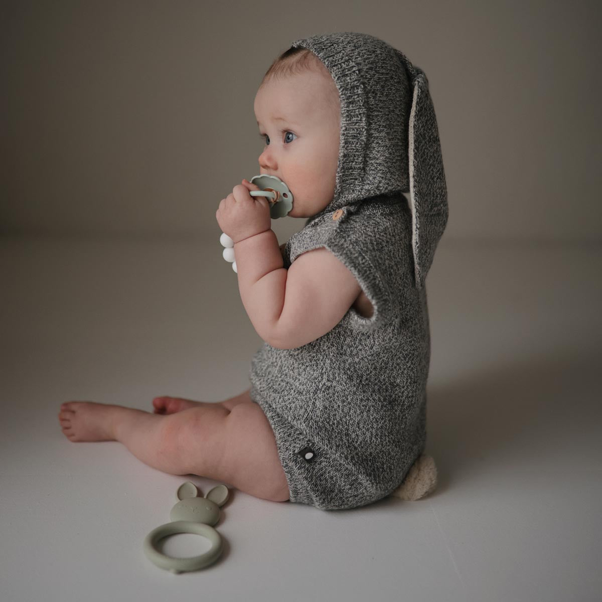 Mushie Bunny Teether-Sage - Tiny Tots Baby Store