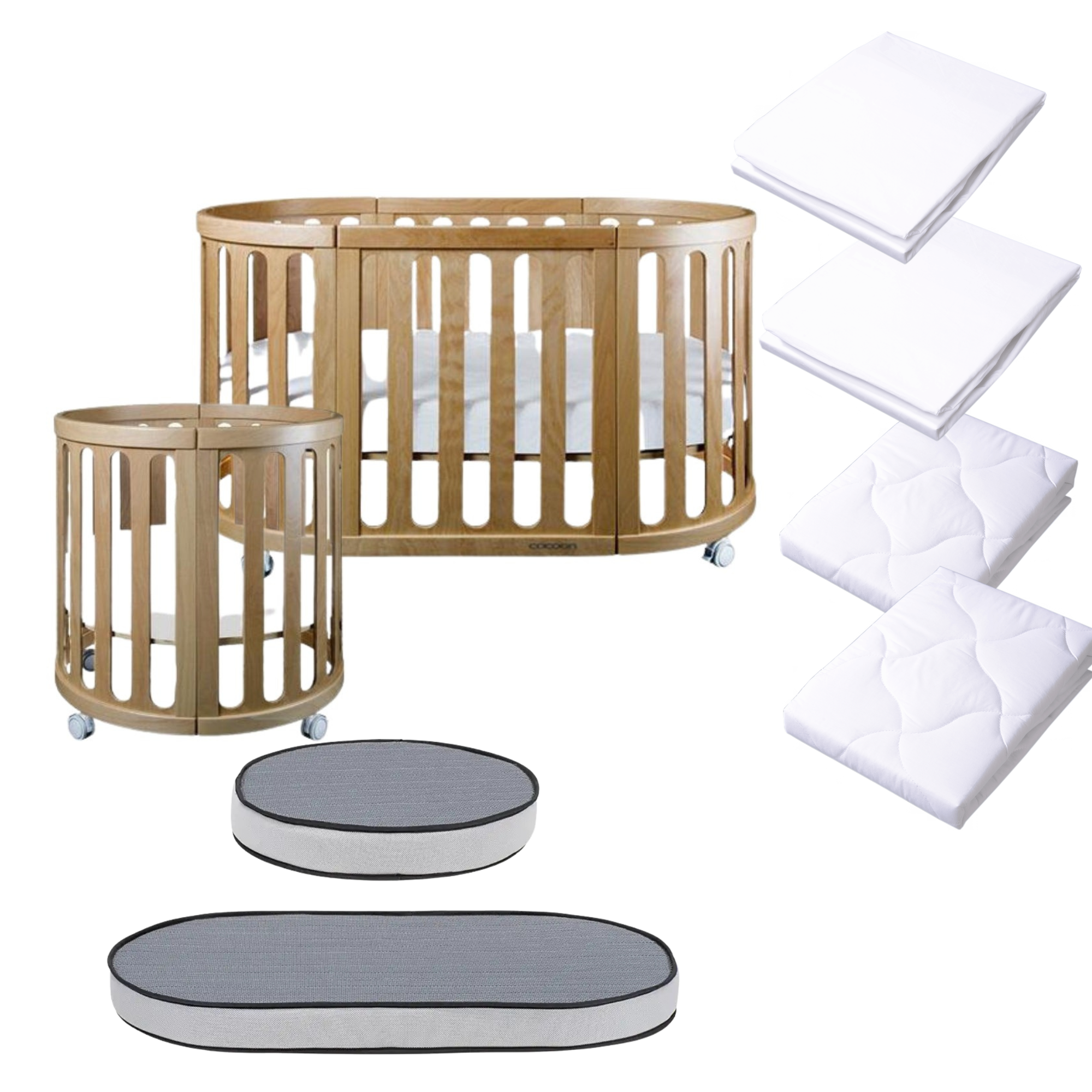 Cocoon NEST 4in1 Cot and mattress Set- NATURAL | Essential Starter Cot Package