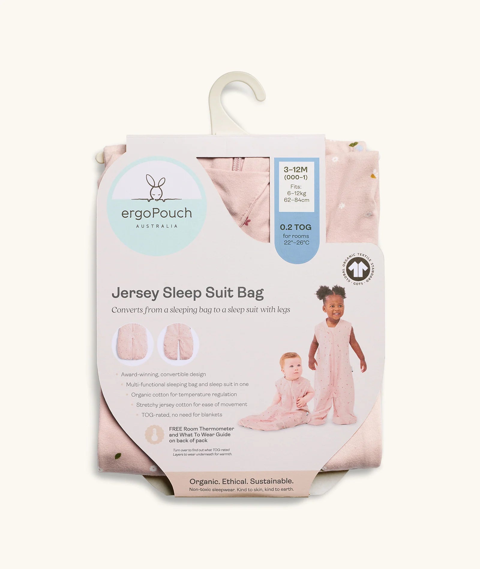 Ergopouch Jersey Sleep Suit Bag 0.2 TOG Daisies (8-24m)