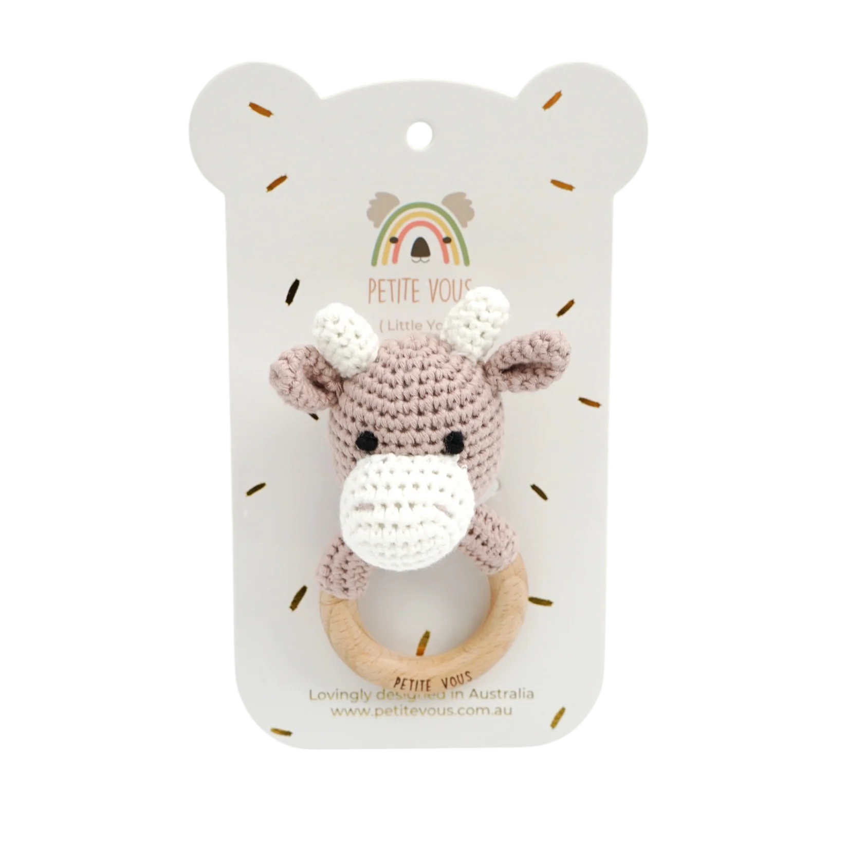 Petite Vous Crochet Hand Rattle - Jasper Cow - Tiny Tots Baby Store