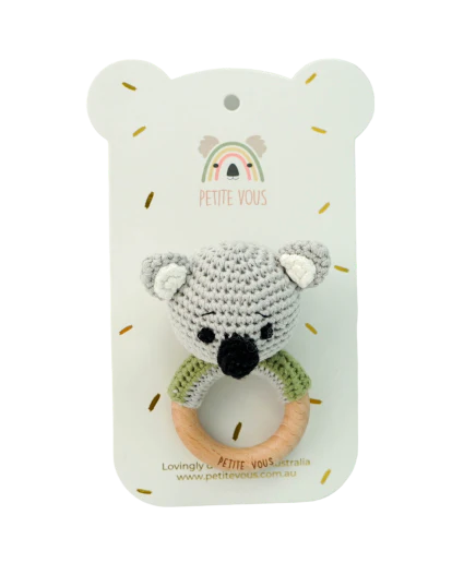 Petite Vous Crochet Ring Rattle - Ozzie Koala - Tiny Tots Baby Store