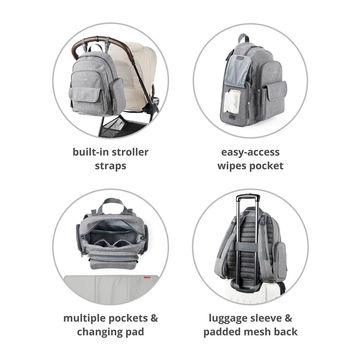 Skip Hop Luna Nappy Backpack - Heather Grey