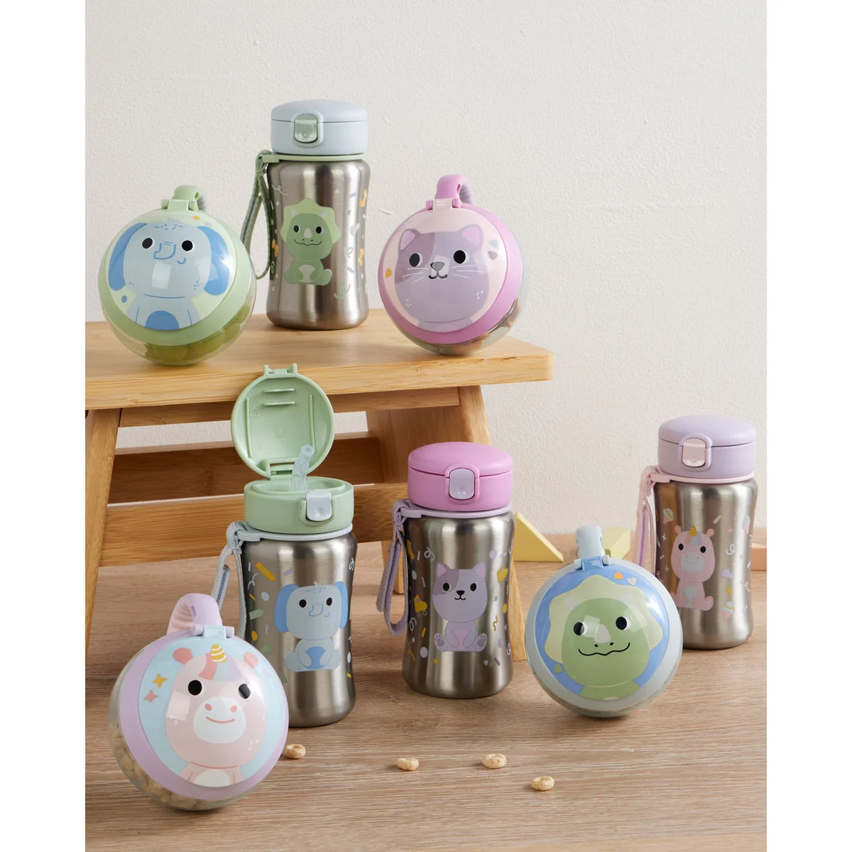 Skip Hop Besties Squad Stainless Steel Straw Bottle - Cat