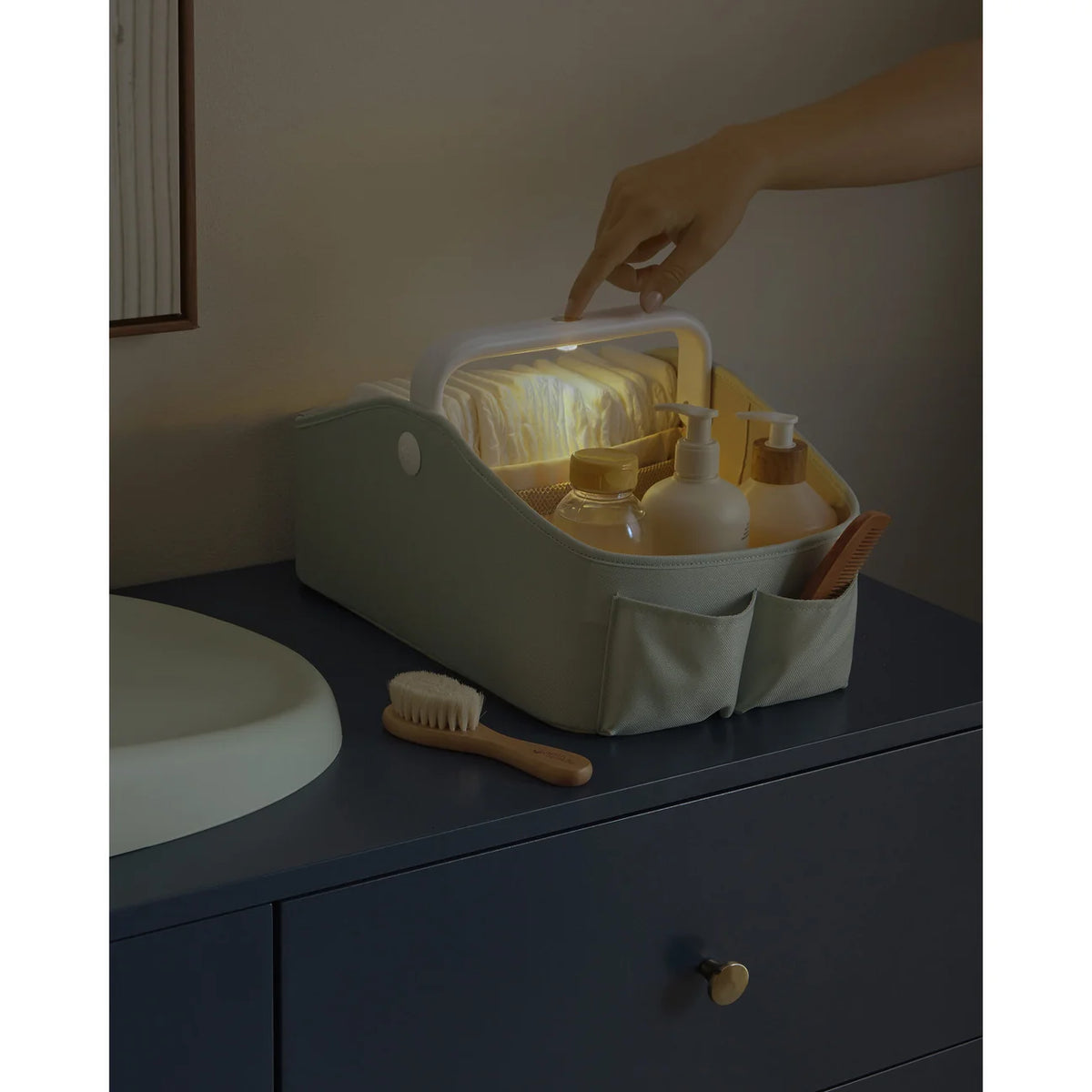 Skip Hop Nursery Style Light Up Diaper Caddy - Sage