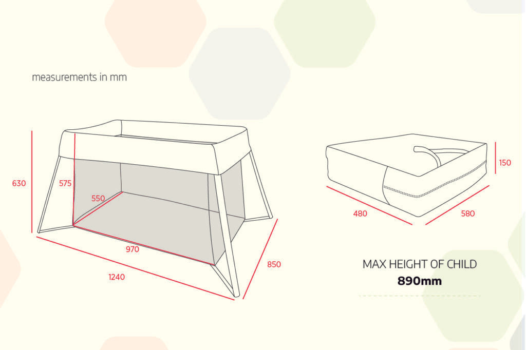 VeeBee Amado Portacot V22 Black - Tiny Tots Baby Store