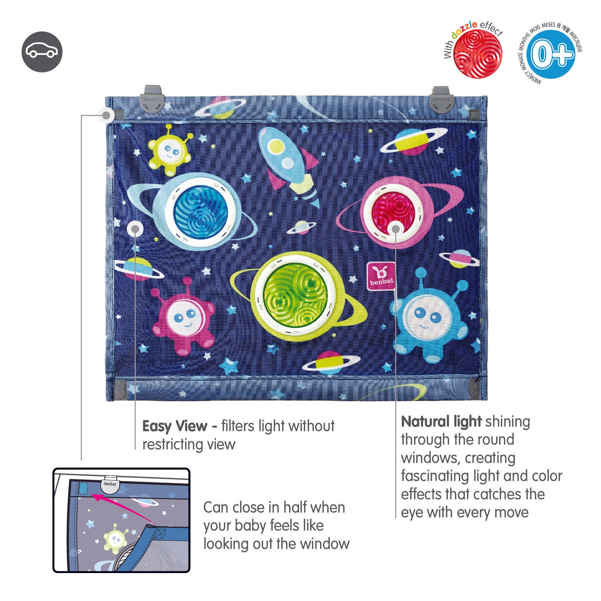 BenBat Bubble Dreams Extra Large Baby 0m+ Sunshade Car Seat Window Shield Cover