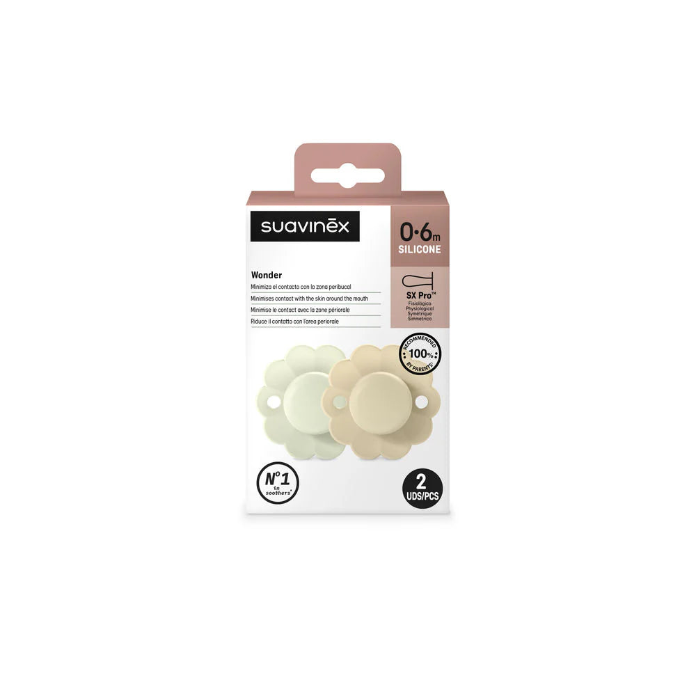 Suavinex Wonder SX Pro Soother 0-6 Months 2 Pack - AQUA/WHITECAP GREY