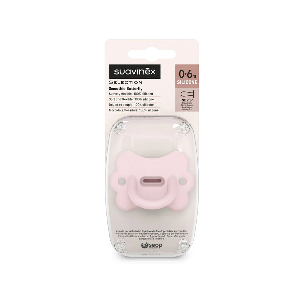 Suavinex Colour Eessence Butterfly All Silicone SX Pro Soother 0-6 Months - ROSEWATER