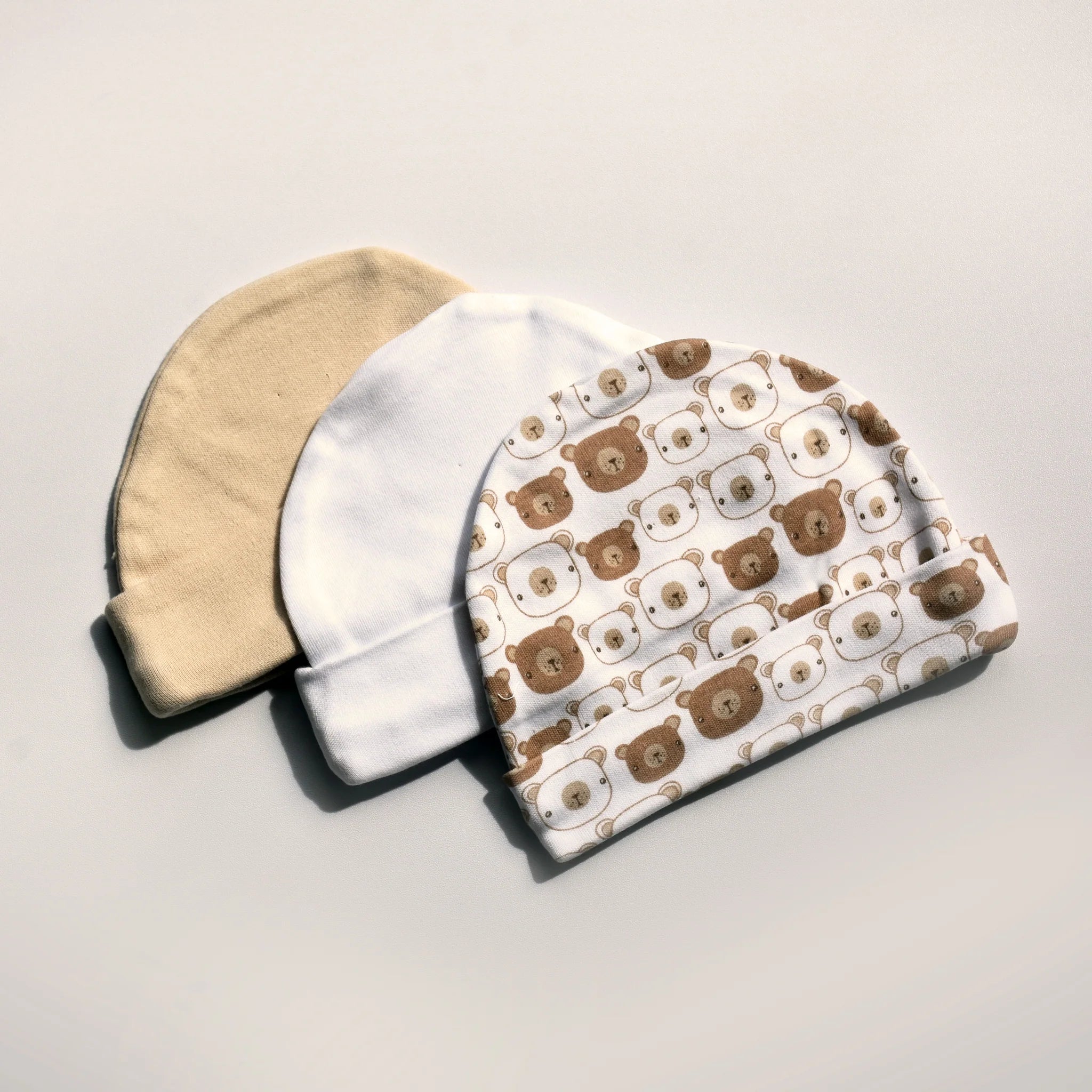 Playette 3 Pack Newborn Bear Print Caps