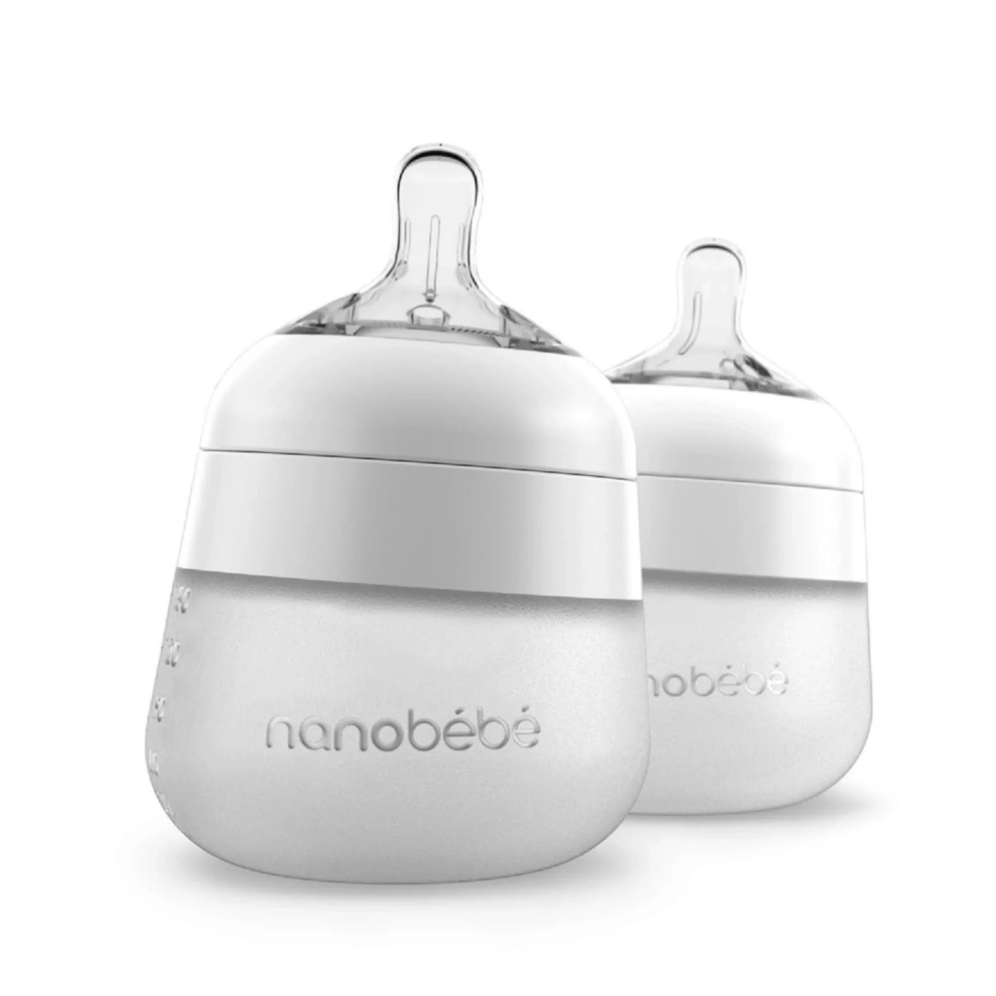 Nanobebe Flexy Silicone Bottle 150ml - Twin Pack White