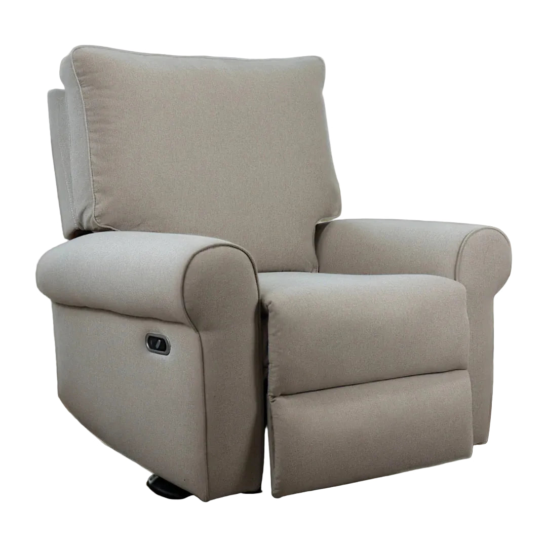 Baby Studio Deluxe Electric Linen Reclining Glider Feeding Chair- Light Grey