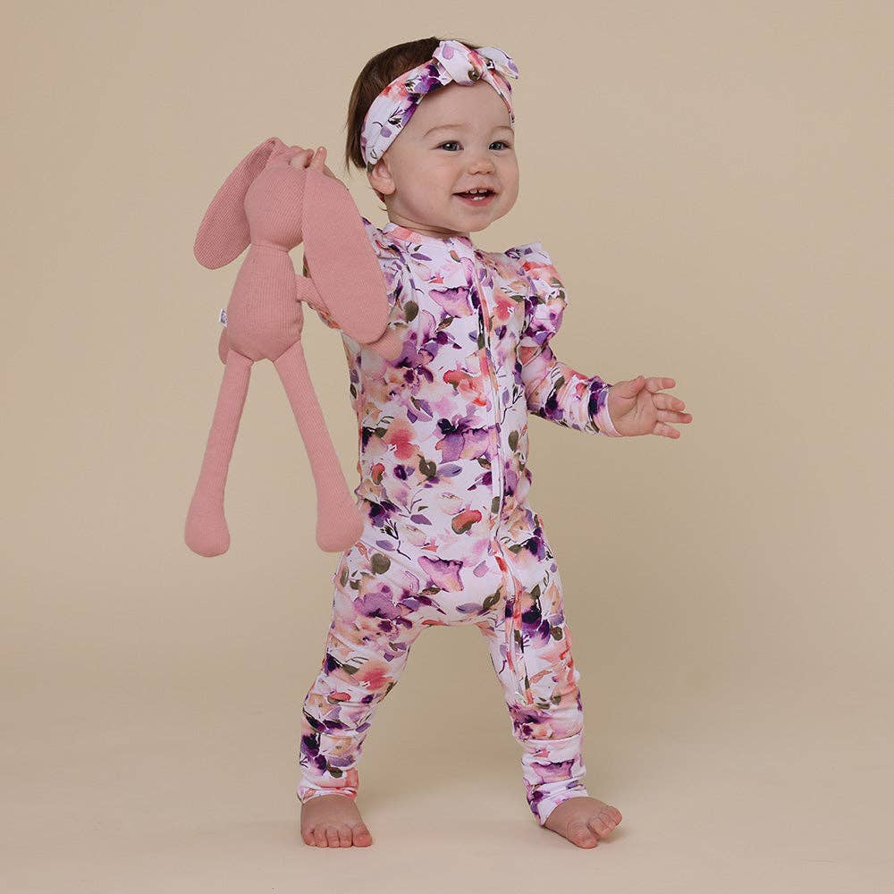 Snuggle Hunny - Blushing Beauty Organic Snugglesuit Convertible Romper with Frill - 0-3 Months (000)