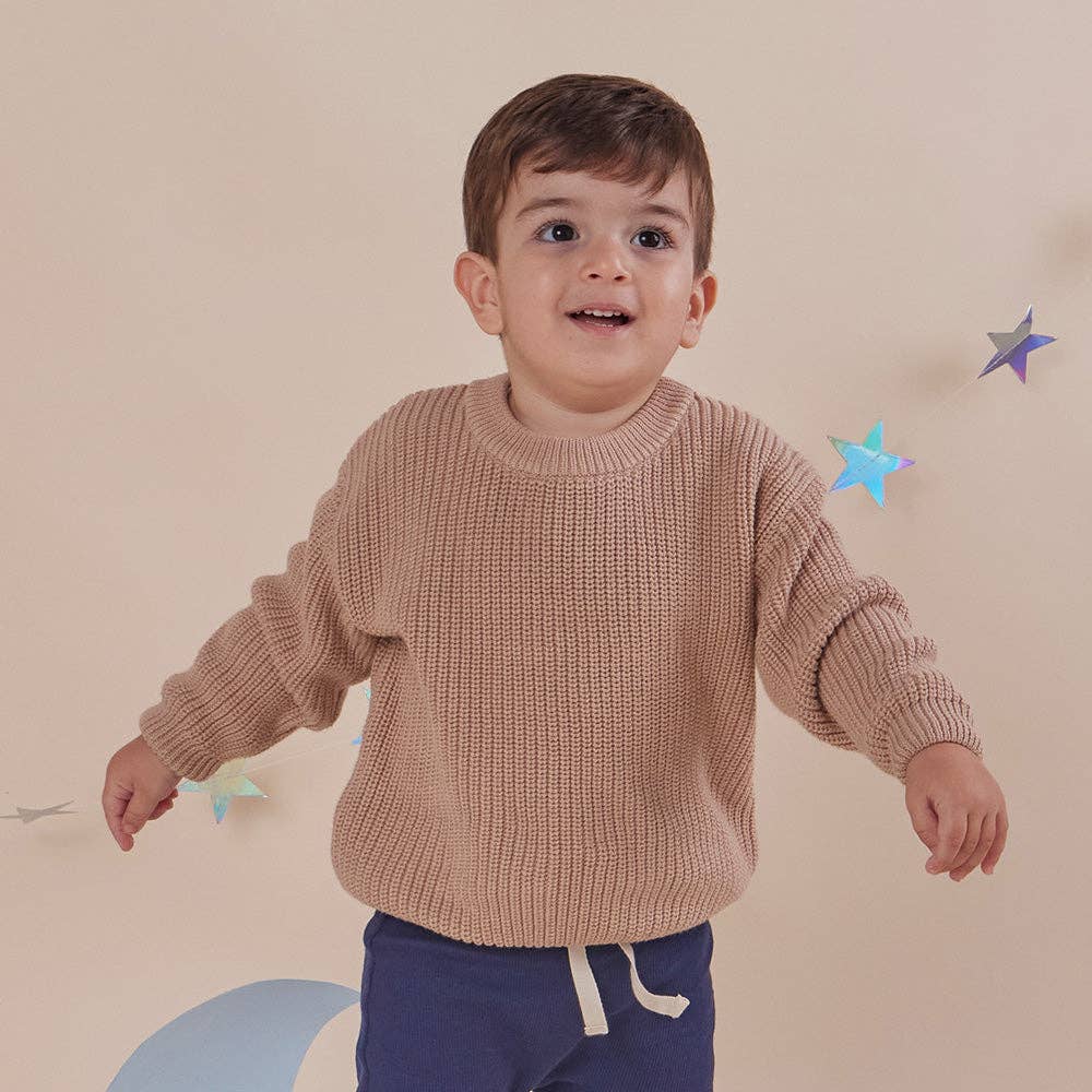 Snuggle Hunny - Hazelnut Oversized Cotton Knit Jumper - 3-6 Months (00)