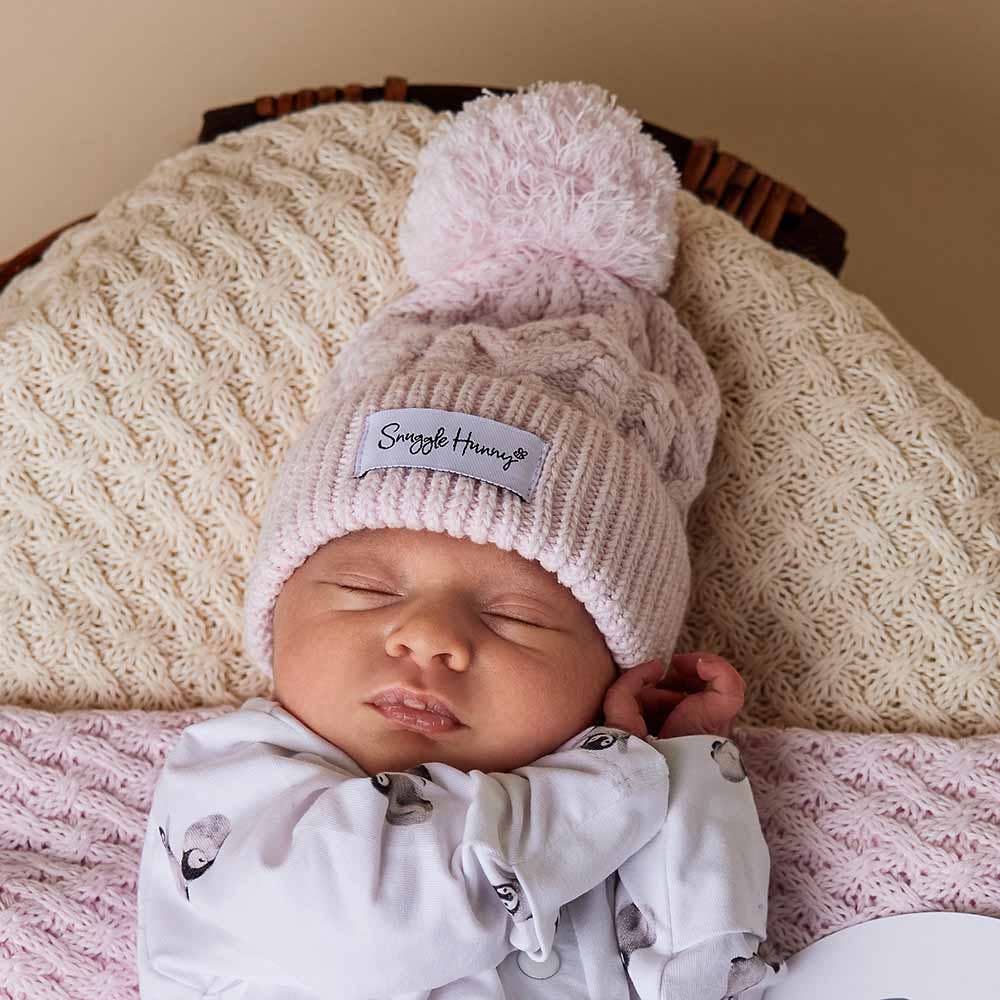 Snuggle Hunny - Blush Pink Organic Baby Knit Beanie - S