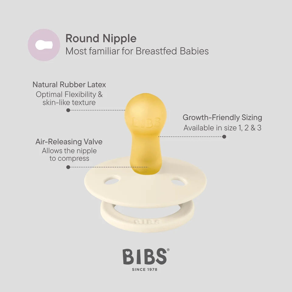 BIBS Dummies Baby Pink/Tango GLOW Round, Latex (2pk)