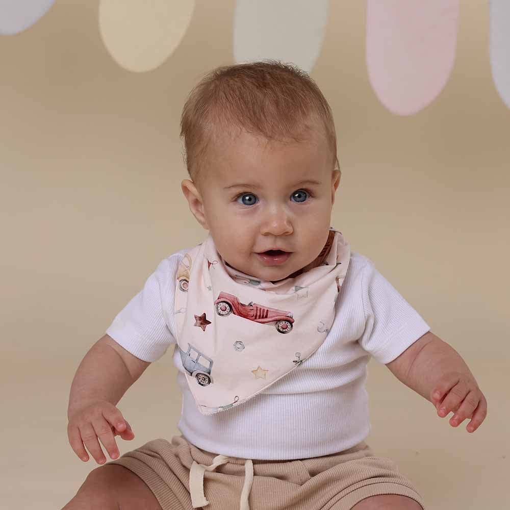 Snuggle Hunny - Vintage Cars Organic Dribble Bib