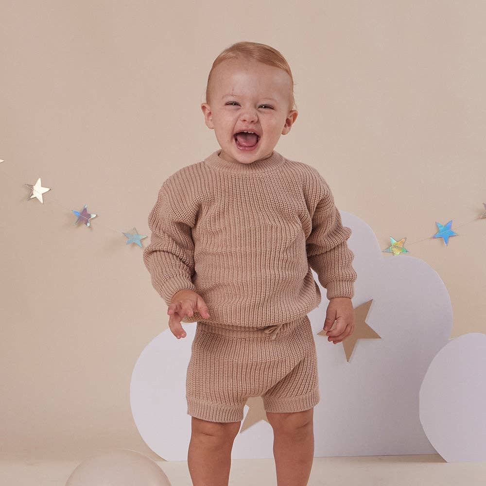 Snuggle Hunny - Hazelnut Oversized Cotton Knit Jumper - 3-6 Months (00)
