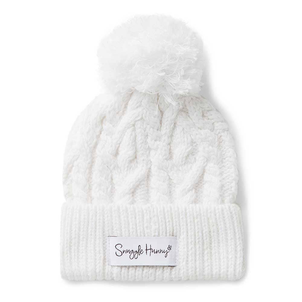 Snuggle Hunny - White Organic Baby Knit Beanie - M