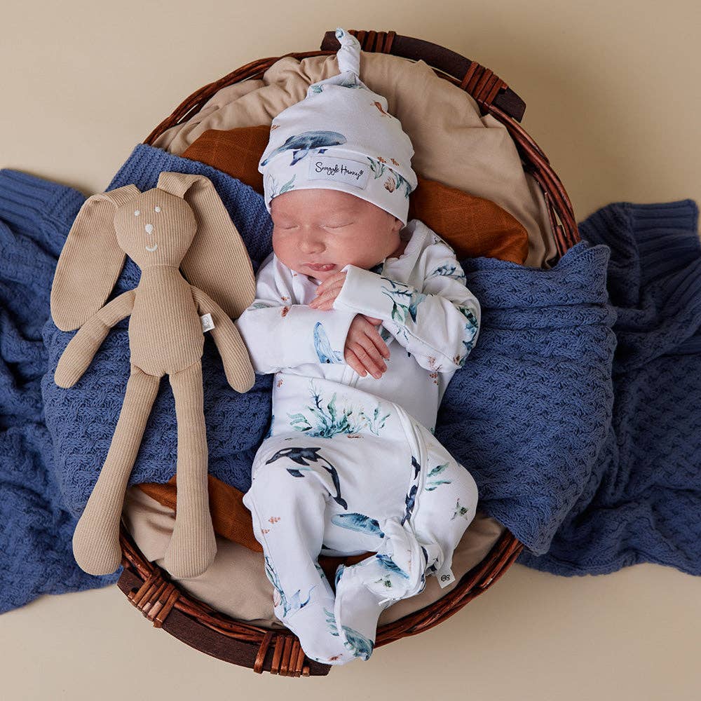 Snuggle Hunny - Ocean Organic Snuggle Sleepsuit Zip Footie