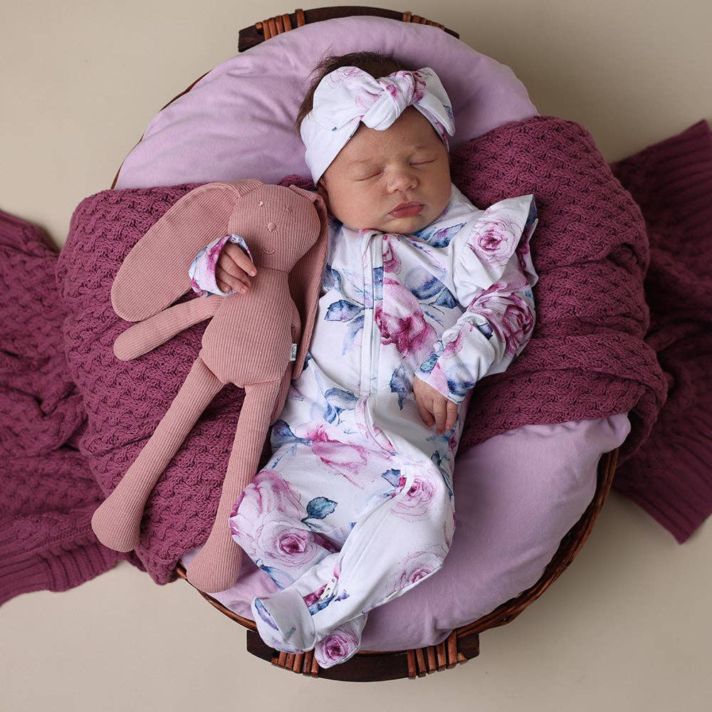 Snuggle Hunny - Lilac Skies Organic Snuggle Sleepsuit Zip Footie with Frill - Newborn (0000)