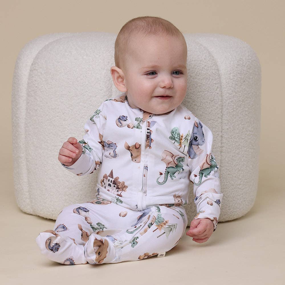 Snuggle Hunny - Dragon Organic Snuggle Sleepsuit Zip Footie - 0-3 Months (000)