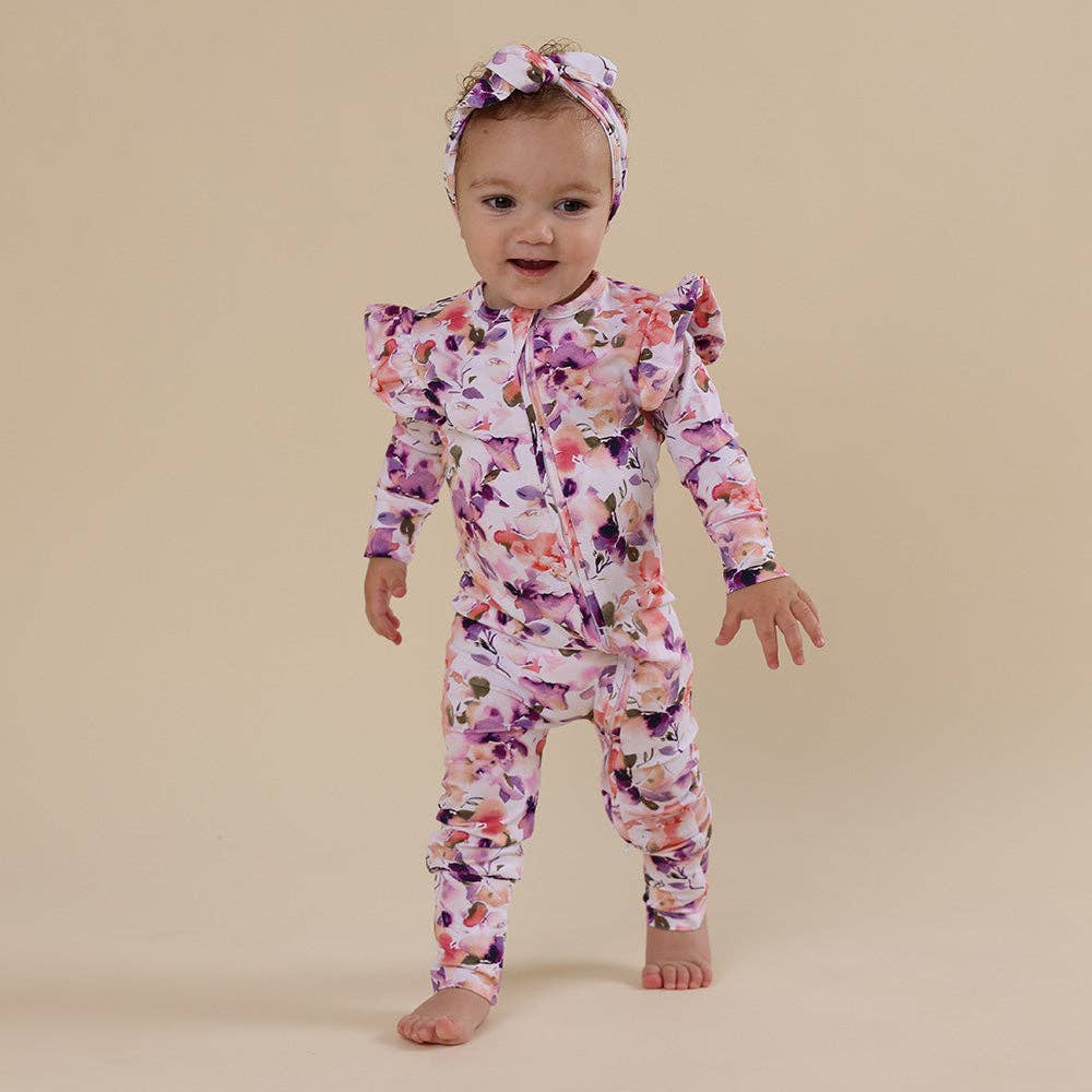 Snuggle Hunny - Blushing Beauty Organic Snugglesuit Convertible Romper with Frill - 0-3 Months (000)