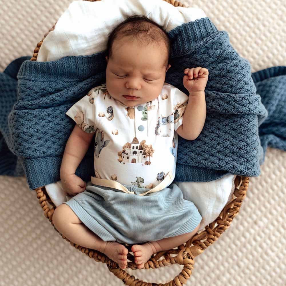 Snuggle Hunny - Dragon Short Sleeve Organic Bodysuit - 0-3 Months (000)