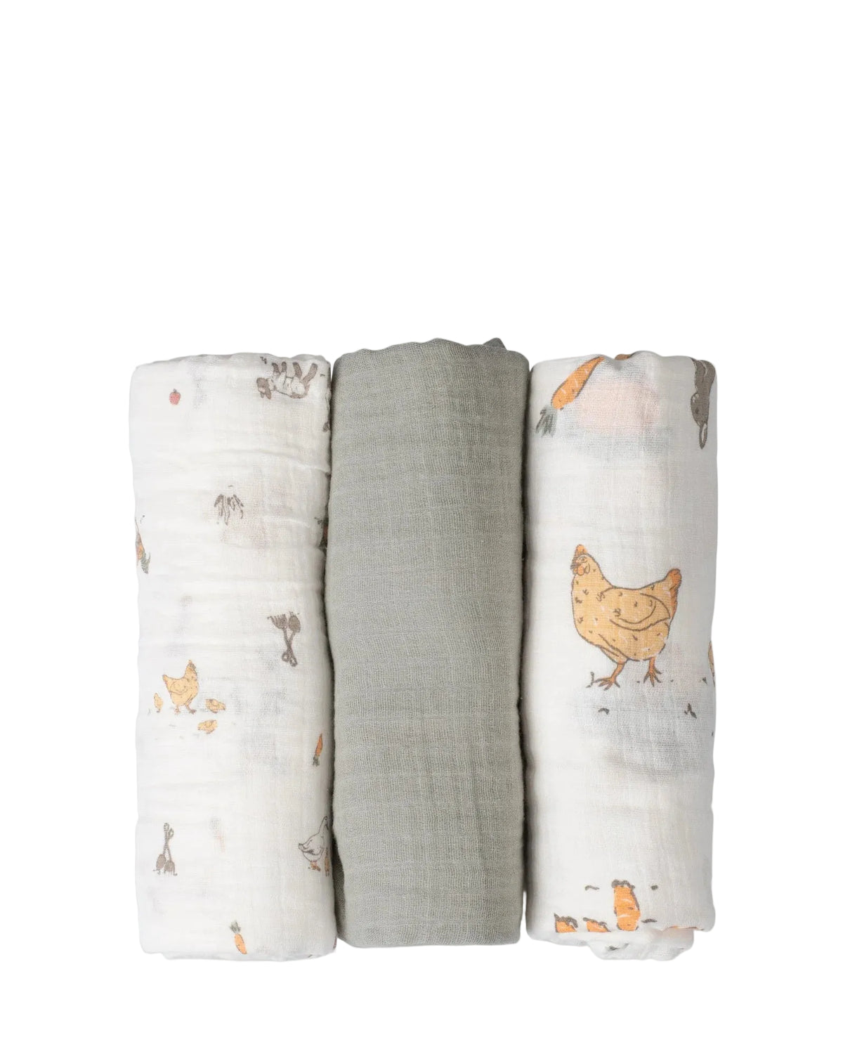 Little Linen Baby Muslin Wraps 3PK - Farmyard Lamb