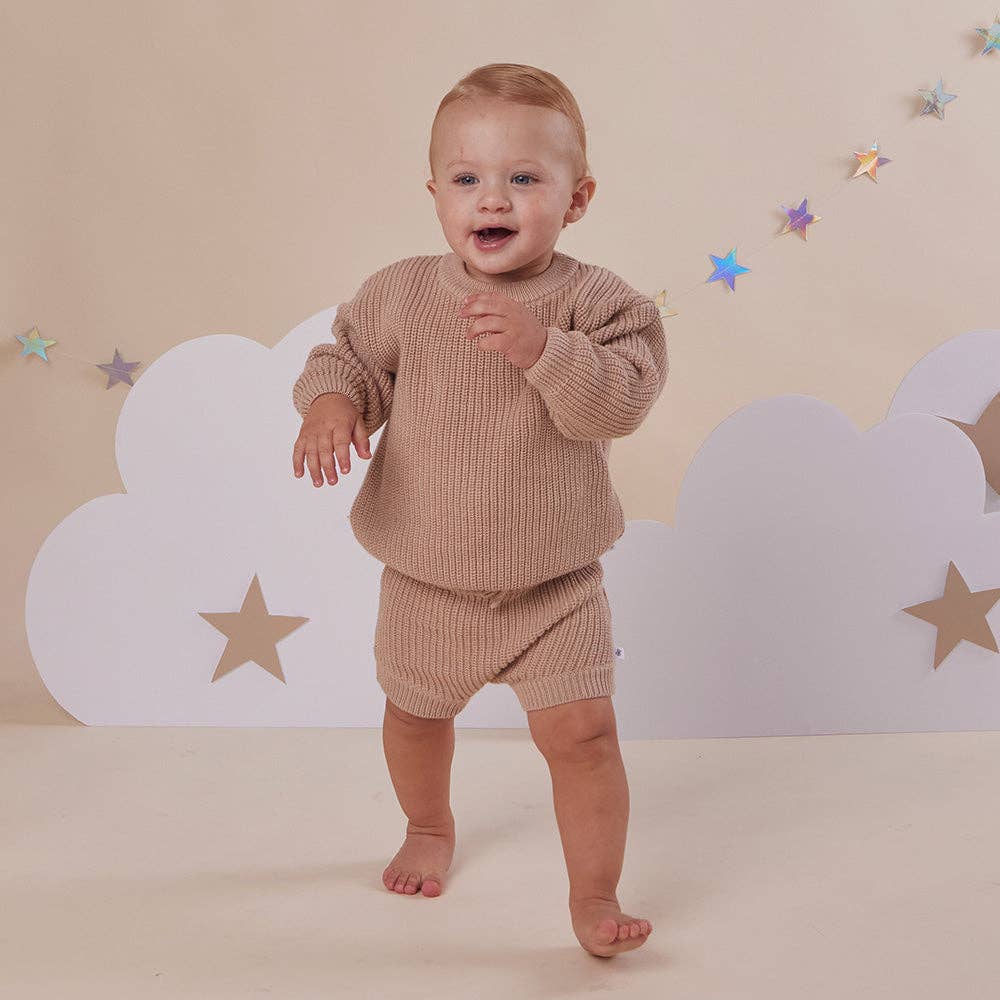 Snuggle Hunny - Hazelnut Oversized Cotton Knit Jumper - 3-6 Months (00)