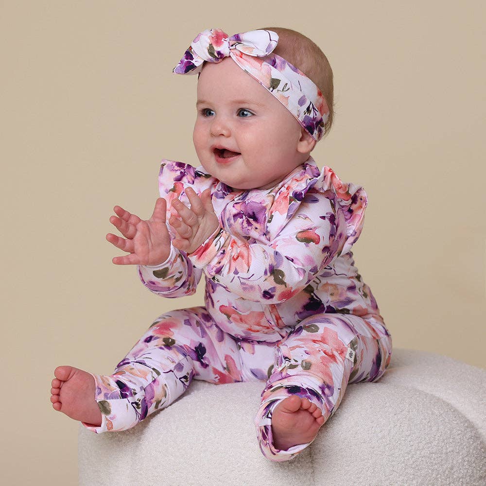 Snuggle Hunny - Blushing Beauty Organic Snugglesuit Convertible Romper with Frill - 0-3 Months (000)