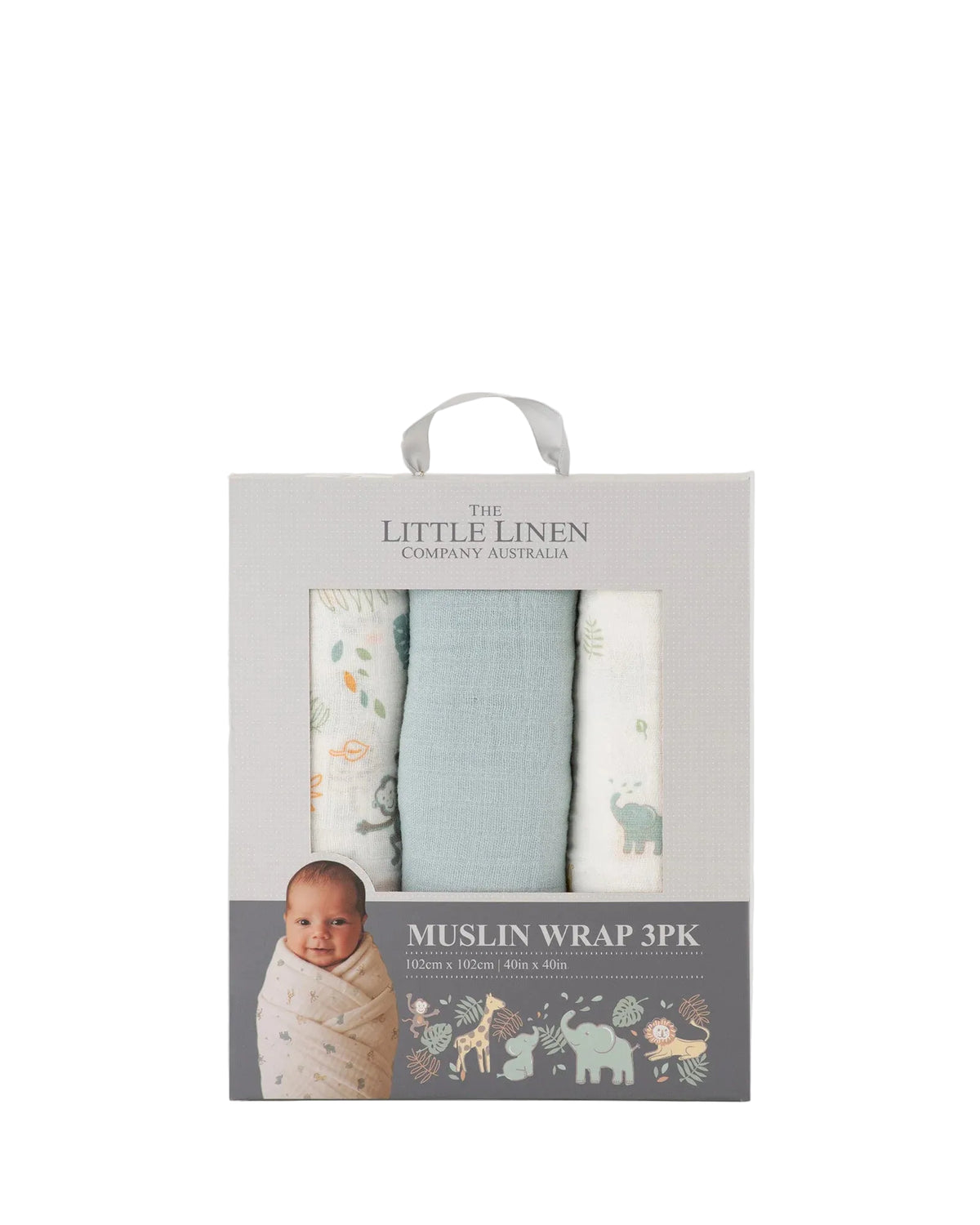 Little Linen Baby Muslin Wraps 3PK - Savanna Giraffe