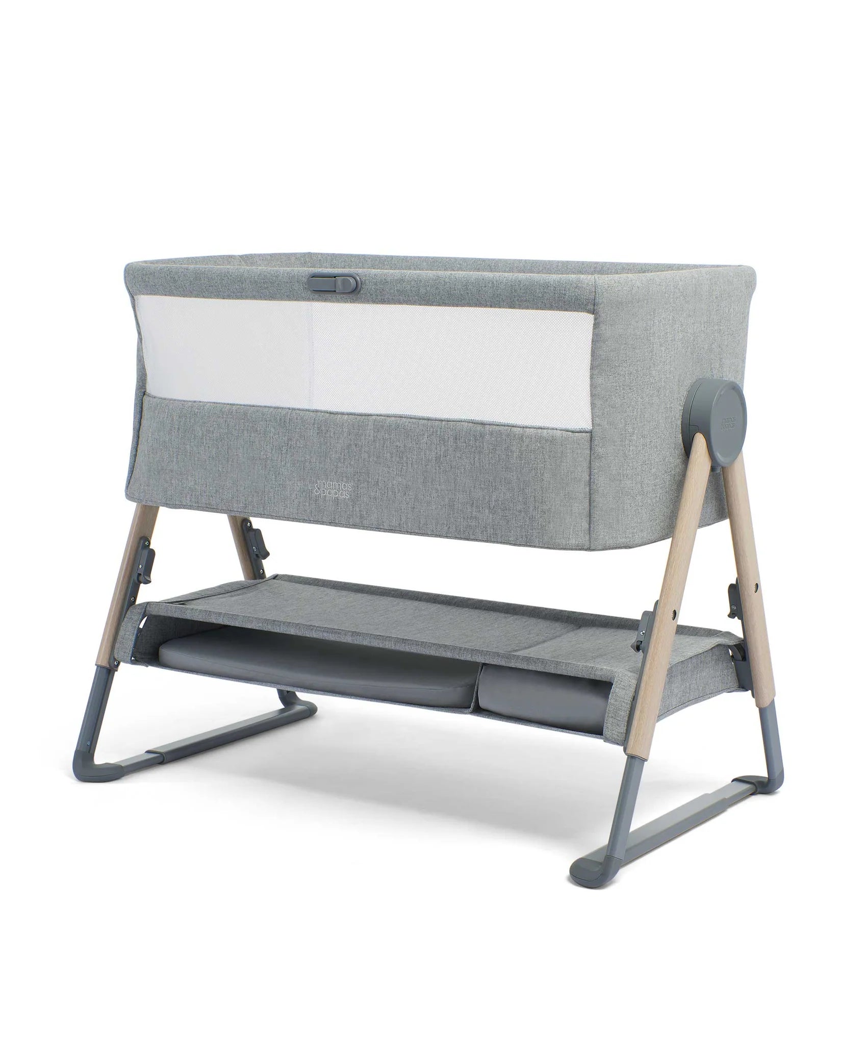 Mamas & Papas Lua Bedside Crib Grey - Tiny Tots Baby Store