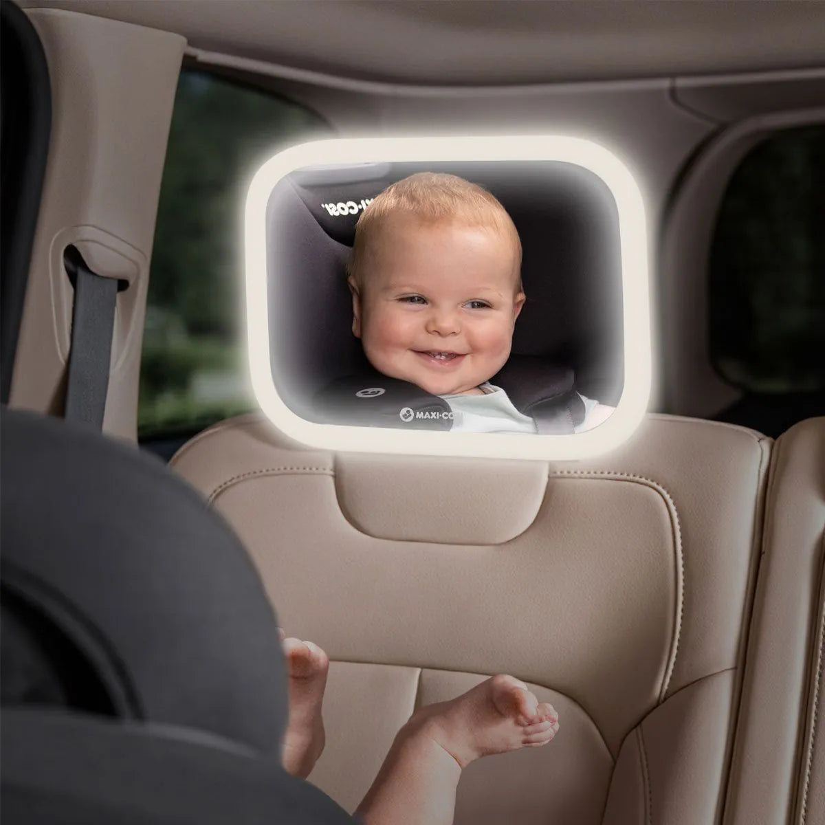 Maxi Cosi Deluxe Baby Car Seat Mirror with L.E.D Light, Seat Protector and Car Sunshade