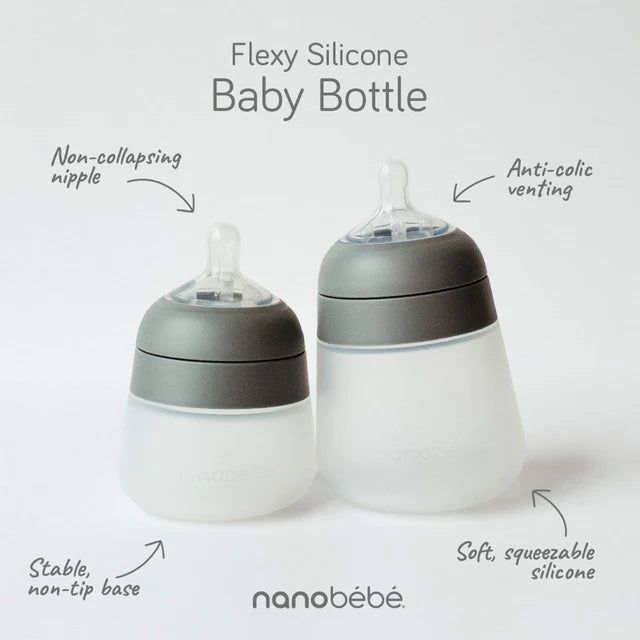 Nanobebe Flexy Silicone Bottle 150ml - Twin Pack White