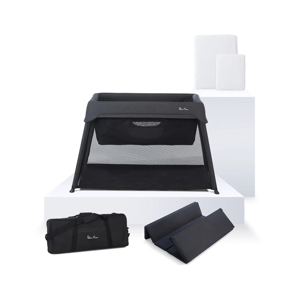 Silver Cross Slumber 3-in-1 Travel Cot Carbon Bundle