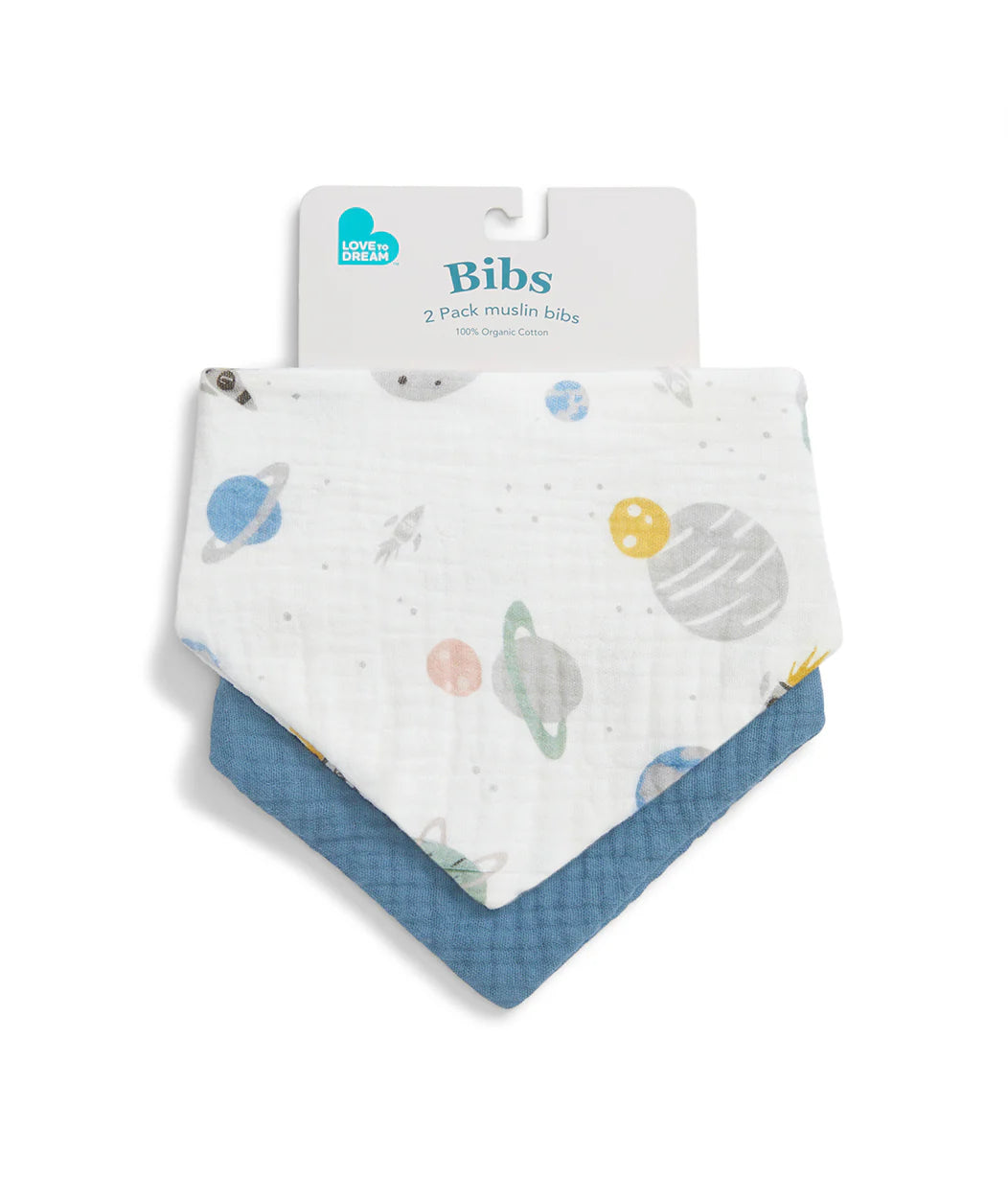 Love To Dream Bib 2 Pack Storm Blue Rocket