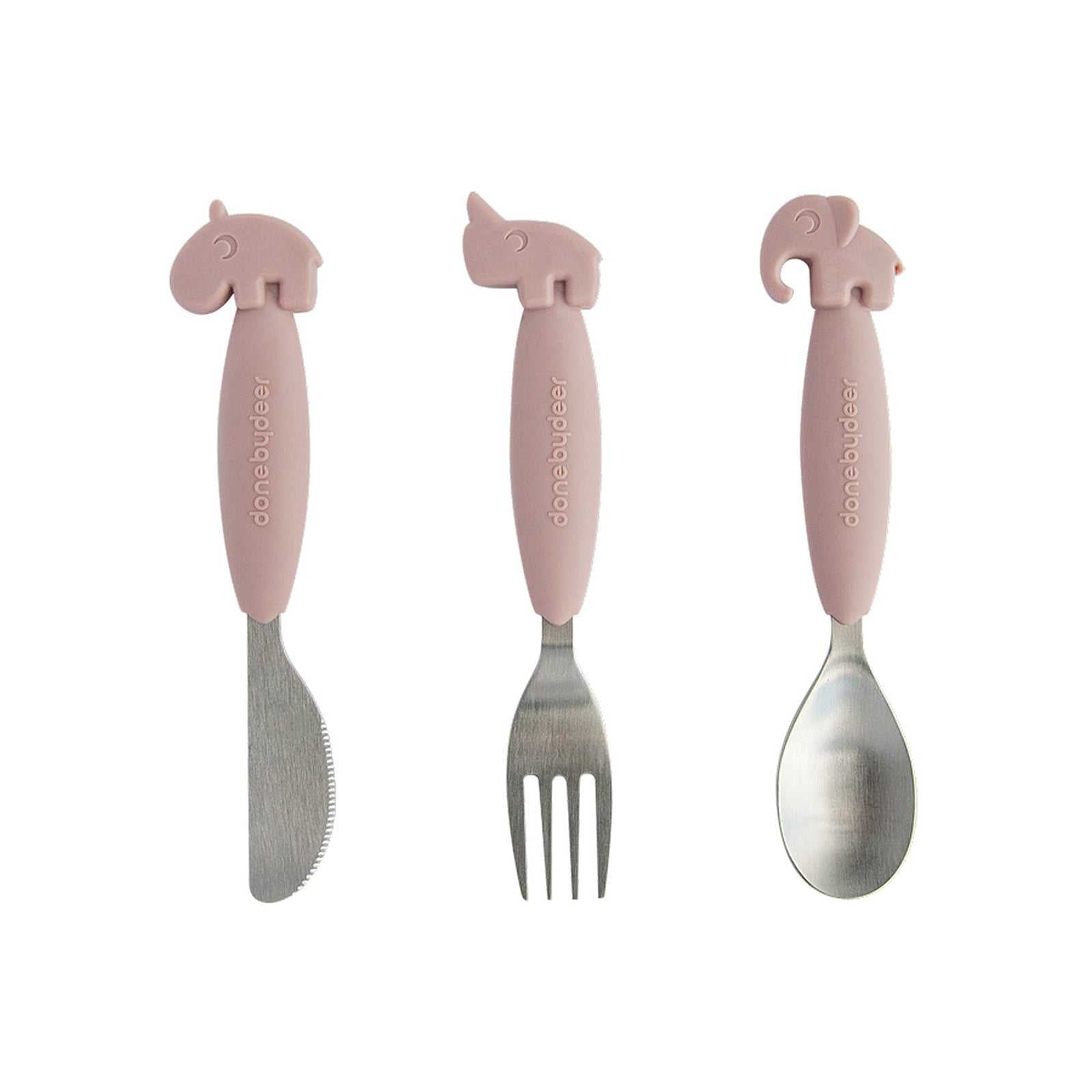 Done by Deer Yummy Plus Easy Grip Cutlery Set-Pink - Tiny Tots Baby Store 