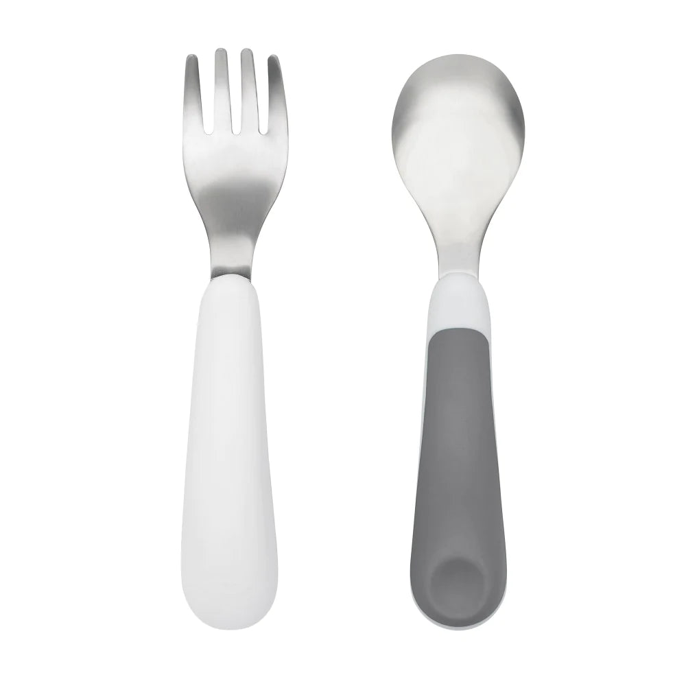 Oxo Tot Fork & Spoon Set -Grey - Tiny Tots Baby Store 