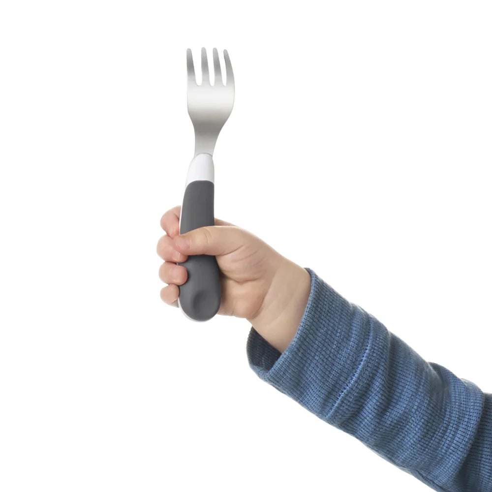 OXO Tot On the Go Fork And Spoon Set - Grey - Tiny Tots Baby Store 