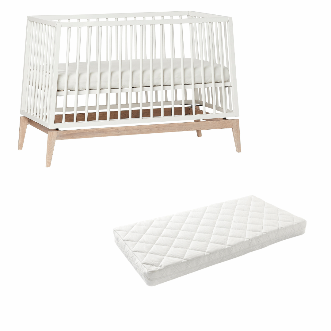 Luna Cot White & Oak 120 x 60 - Tiny Tots Baby Store 