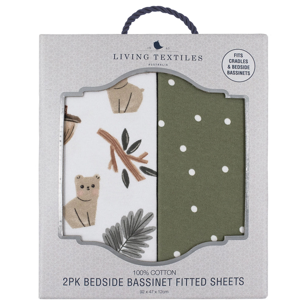 Living Textiles Cradle & Bedside  Fitted Sheets 2PK (47 x 92) - Tiny Tots Baby Store 